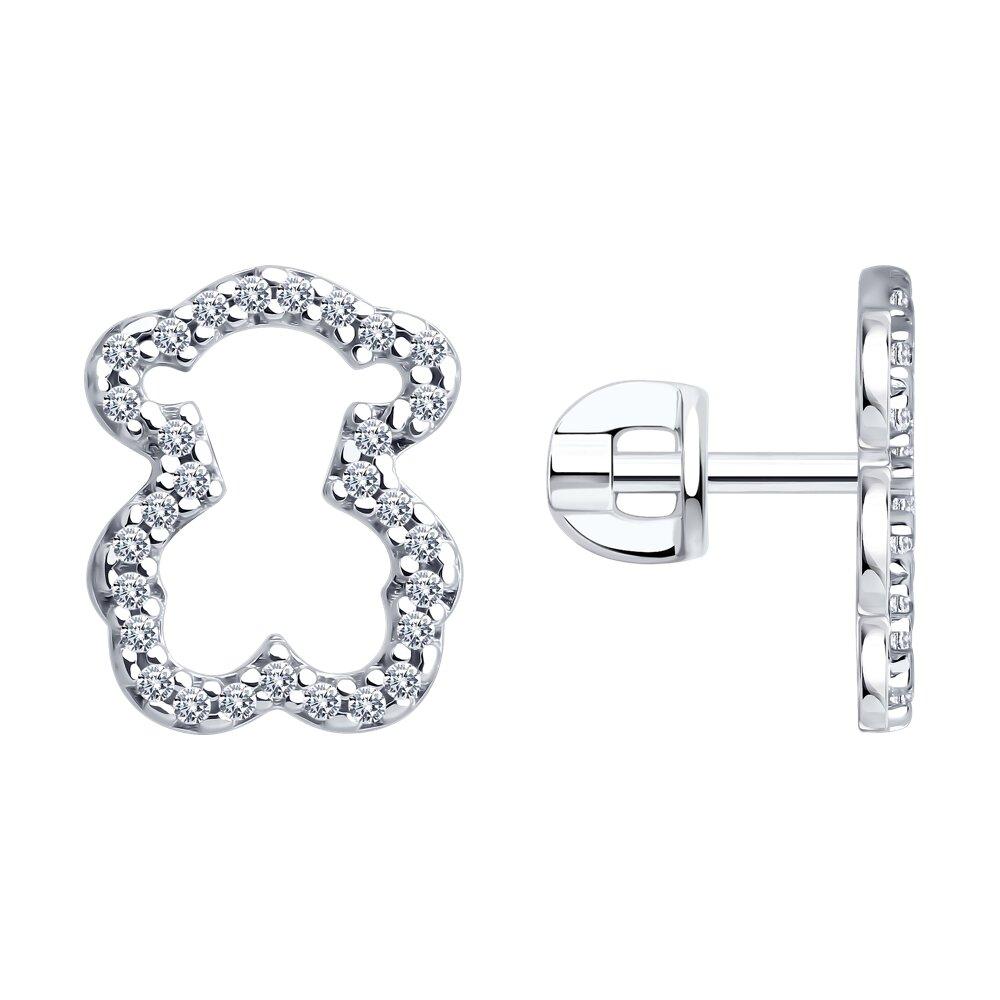 Серьги из серебра с фианитами - видео на модели