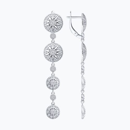 Серьги из серебра с фианитами - видео на модели