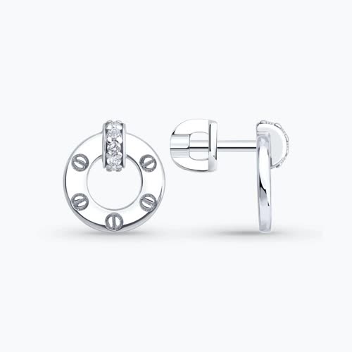 Серьги из серебра с фианитами из серебро