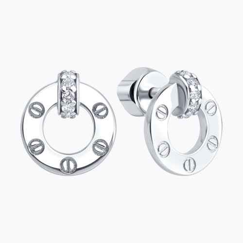 Серьги из серебра с фианитами из серебро — вид 2