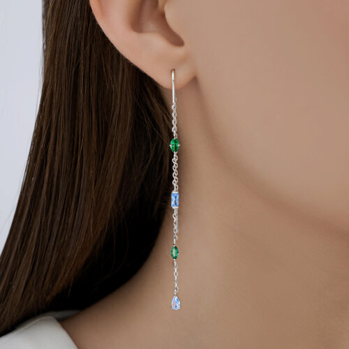 Серьги из серебра с фианитами из серебро — вид 3