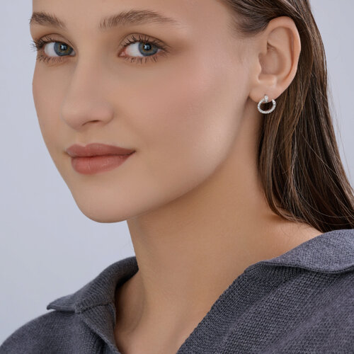 Серьги из серебра с фианитами из серебро — вид 4