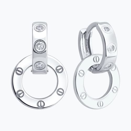 Серьги из серебра с фианитами из серебро — вид 2