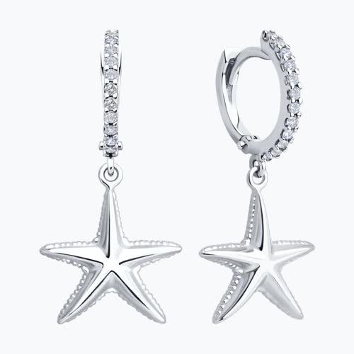 Серьги из серебра с фианитами из серебро — вид 2