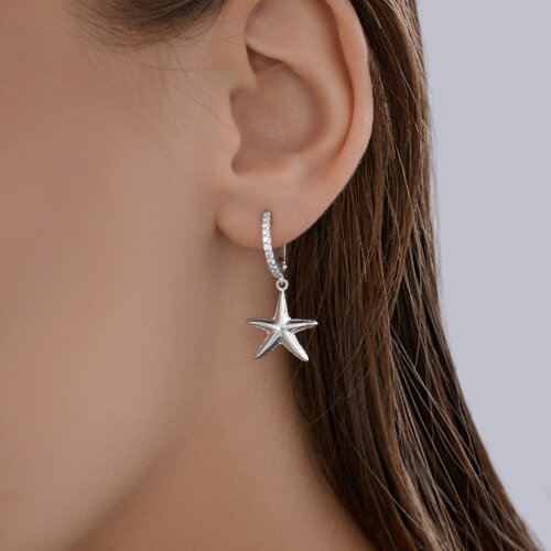 Серьги из серебра с фианитами из серебро — вид 3