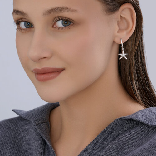 Серьги из серебра с фианитами из серебро — вид 4