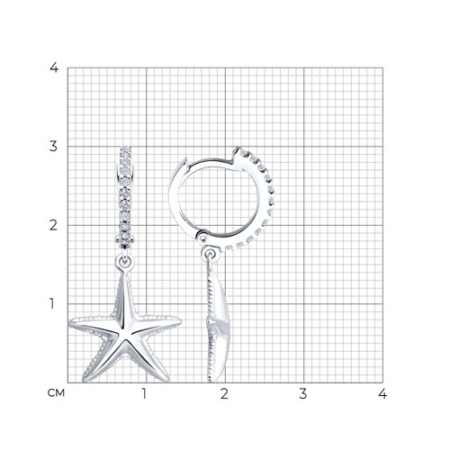 Серьги из серебра с фианитами из серебро — вид 5