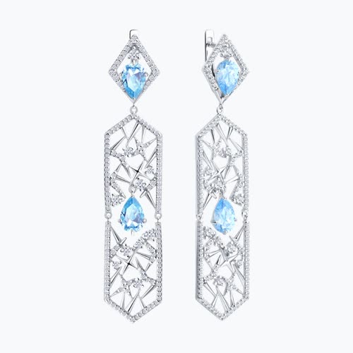 Серьги из серебра с фианитами из серебро — вид 2