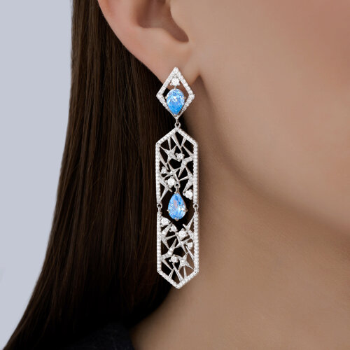 Серьги из серебра с фианитами из серебро — вид 3