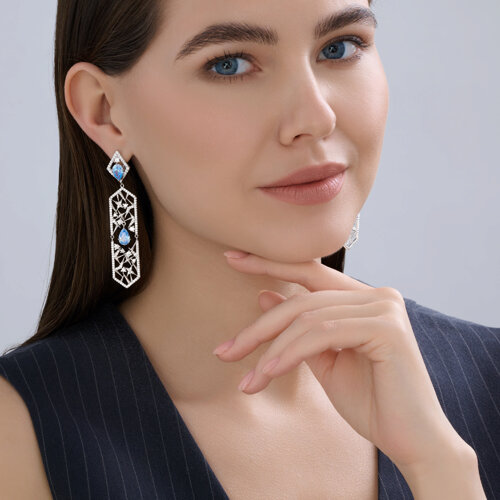 Серьги из серебра с фианитами из серебро — вид 4