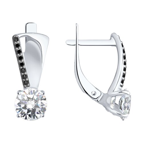 Серьги из серебра с фианитами - видео на модели