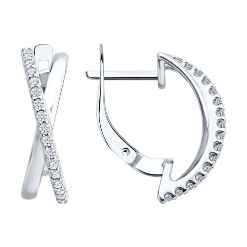 Серьги из серебра с фианитами - видео на модели