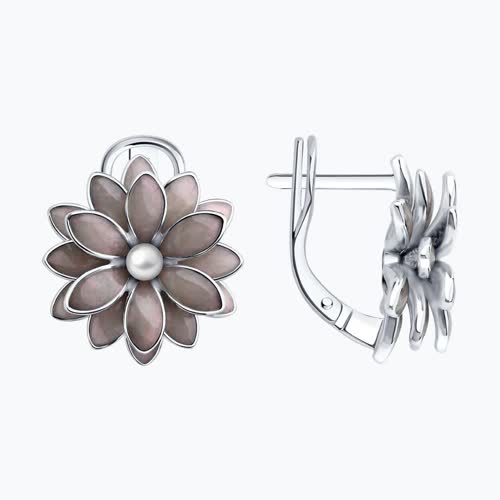 Серьги из серебра с синтетическим жемчугом и эмалью - видео на модели