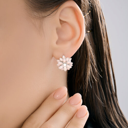 Серьги из серебра с синтетическим жемчугом и эмалью из серебро — вид 3