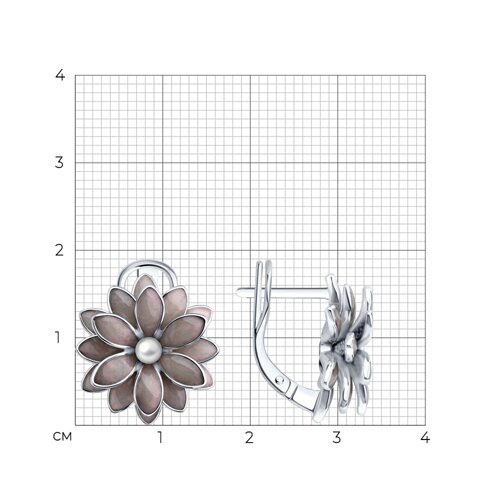 Серьги из серебра с синтетическим жемчугом и эмалью из серебро — вид 5