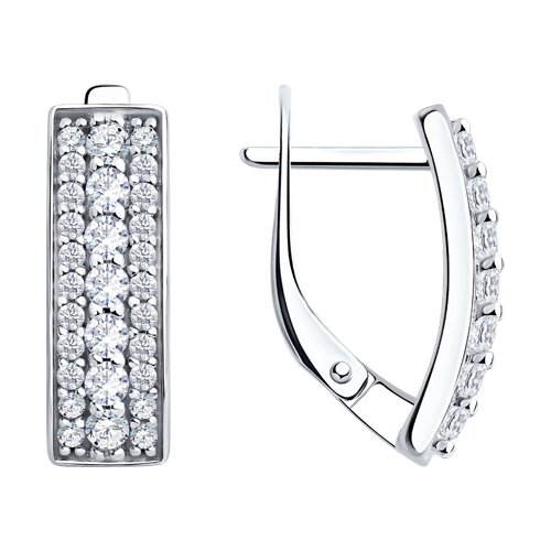 Серьги из серебра с фианитами из серебро