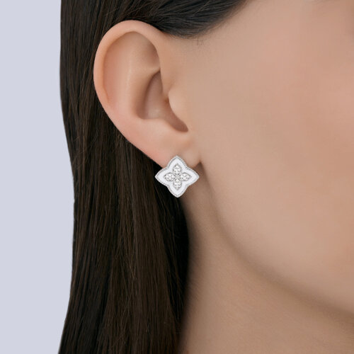 Серьги из серебра с фианитами и эмалью из серебро — вид 3