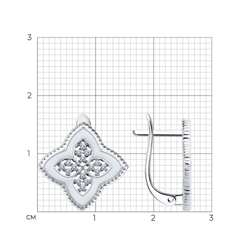 Серьги из серебра с фианитами и эмалью из серебро — вид 5