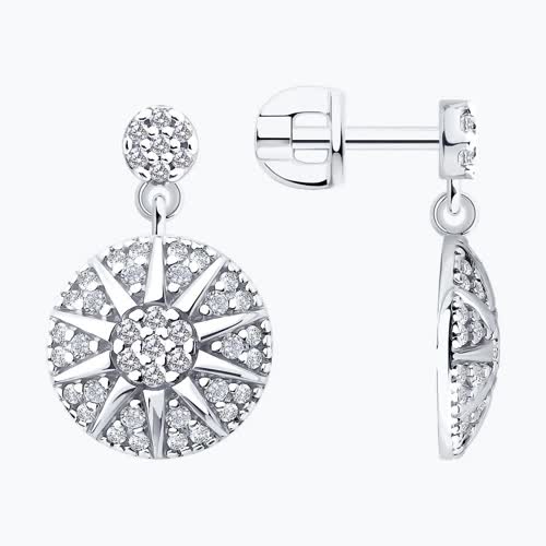 Серьги из серебра с фианитами - видео на модели