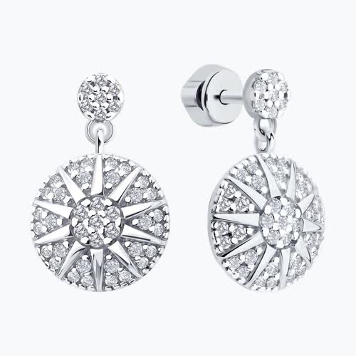 Серьги из серебра с фианитами из серебро — вид 2