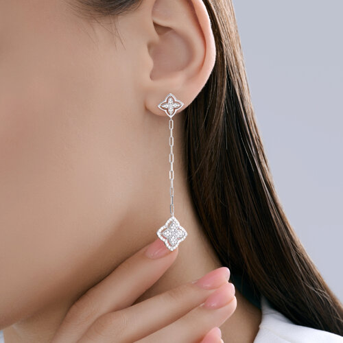 Серьги из серебра с фианитами из серебро — вид 3