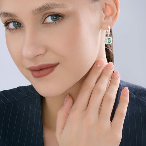 Серьги из серебра с фианитами из серебро — вид 4