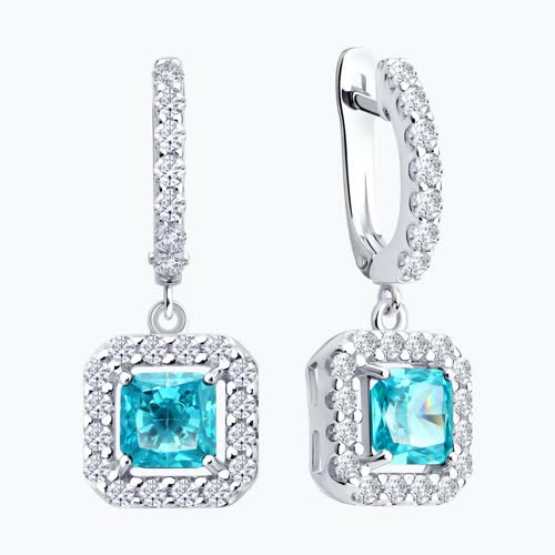 Серьги из серебра с фианитами из серебро — вид 2