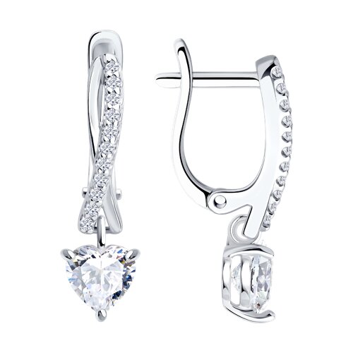 Серьги из серебра с фианитами