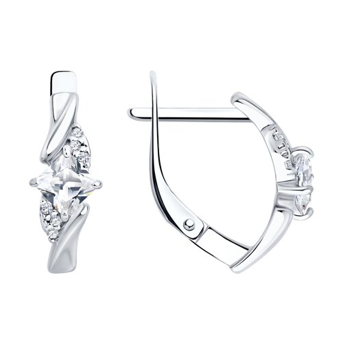 Серьги из серебра с фианитами из серебро