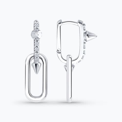 Серьги из серебра с фианитами - видео на модели