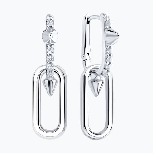 Серьги из серебра с фианитами из серебро — вид 2