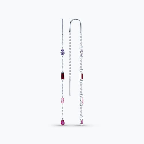 Серьги из серебра с корундами и фианитами из серебро