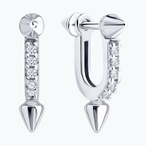 Серьги из серебра с фианитами из серебро — вид 2