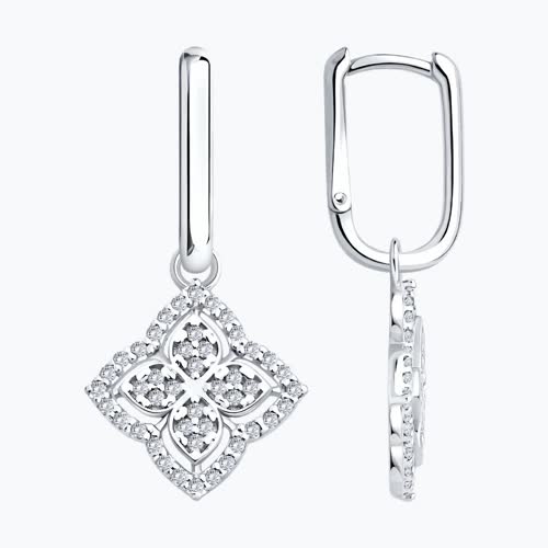 Серьги из серебра с фианитами из серебро