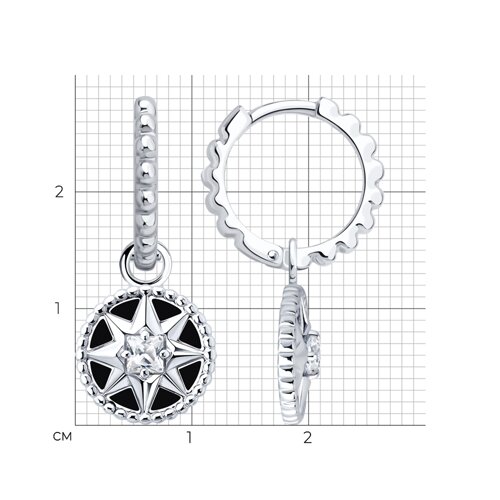 Серьги из серебра с фианитами и эмалью из серебро — вид 5