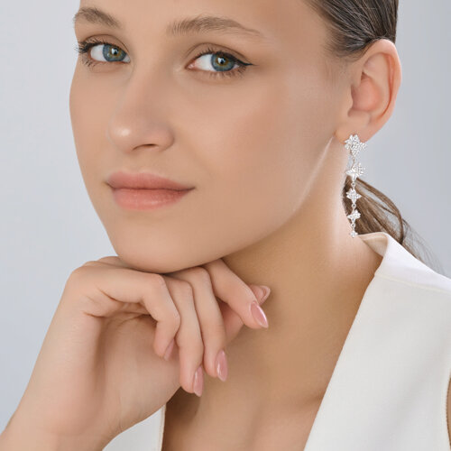 Серьги из серебра с фианитами из серебро — вид 4