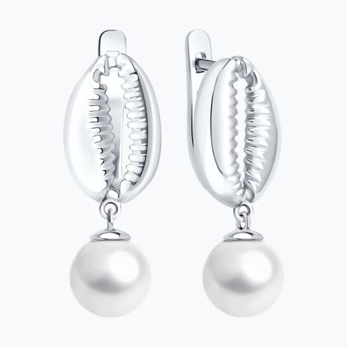 Серьги из серебра с синтетическим жемчугом из серебро — вид 2