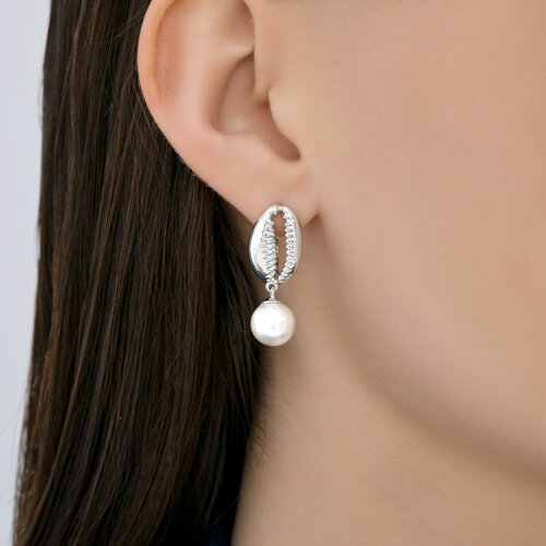 Серьги из серебра с синтетическим жемчугом из серебро — вид 3