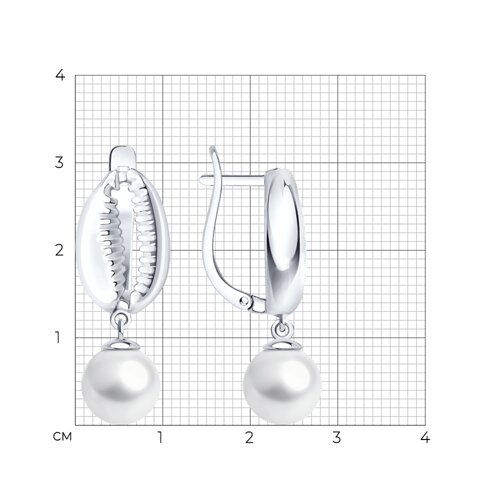Серьги из серебра с синтетическим жемчугом из серебро — вид 5