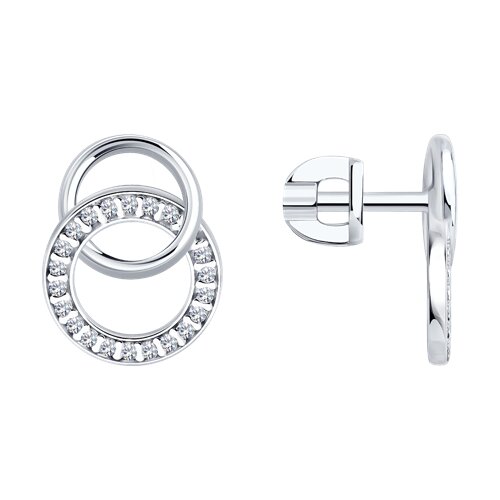 Серьги из серебра с фианитами - видео на модели