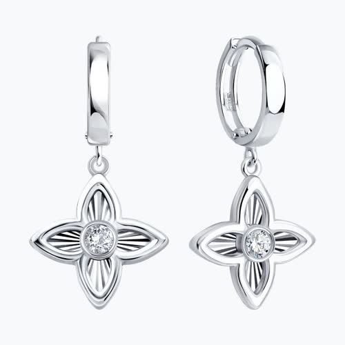 Серьги из серебра с фианитами из серебро — вид 2