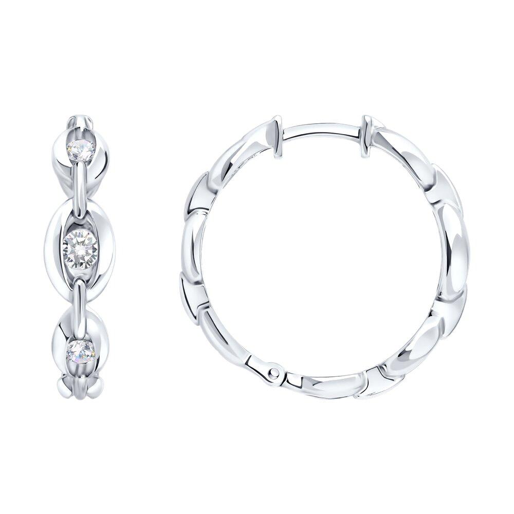 Серьги из серебра с фианитами - видео на модели