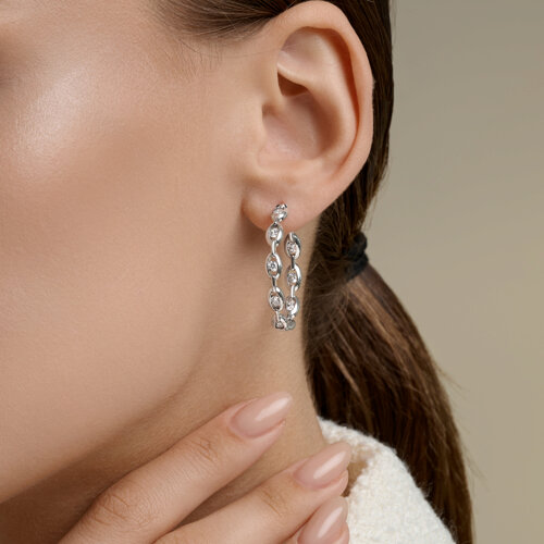 Серьги из серебра с фианитами из серебро — вид 3