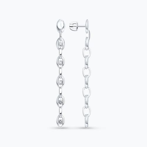 Серьги из серебра с фианитами - видео на модели