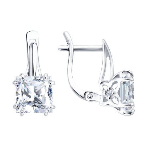 Серьги из серебра с фианитами - видео на модели