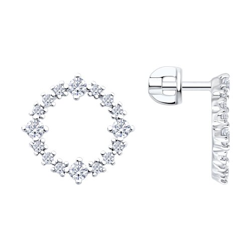 Серьги из серебра с фианитами - видео на модели