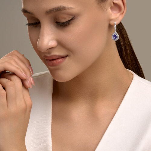 Серьги из серебра с фианитами из серебро — вид 4