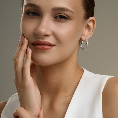 Серьги из серебра с фианитами из серебро — вид 4