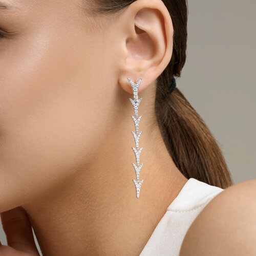 Серьги из серебра с фианитами из серебро — вид 3