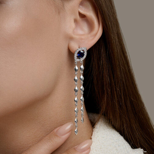 Серьги из серебра с фианитами из серебро — вид 3